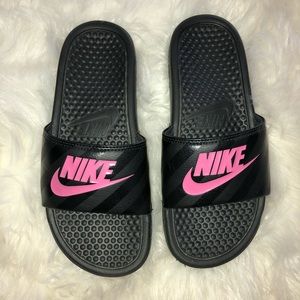 Nike Slides, Pink & Black